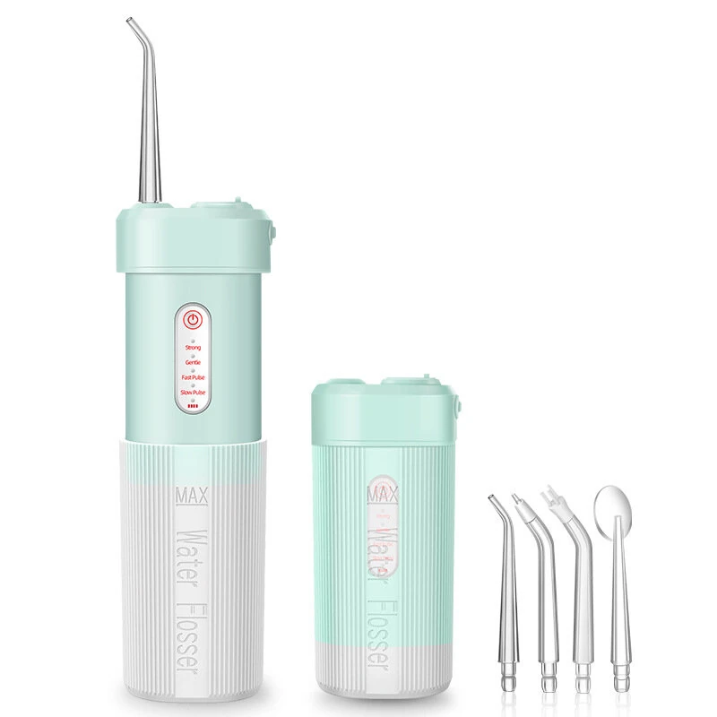 Portable Cordless Water Flosser with 4 Modes & 4 Nozzles Rechargeable IPX7 Waterproof 200ml Telescopic Water Tank Travel Oral Irrigator (image for) Portable Cordless Water Flosser with 4 Modes & 4 Nozzles Rechargeable IPX7 Waterproof 200ml Telescopic Water Tank Travel Oral Irrigator